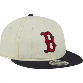 Boné plano bege e azul marinho 9FIFTY Retro Crown Denim da Boston Red Sox MLB da New Era