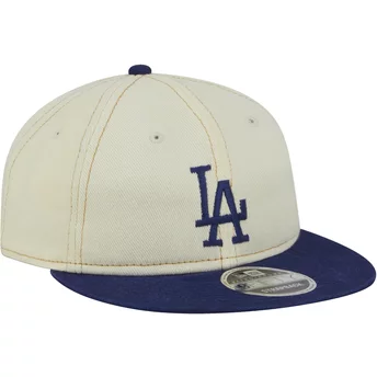 Boné plano bege e azul 9FIFTY Retro Crown Denim da Los Angeles Dodgers MLB da New Era