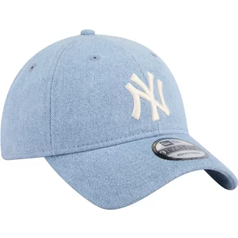 Boné curvo azul ajustável 9TWENTY Washed Denim da New York Yankees MLB da New Era