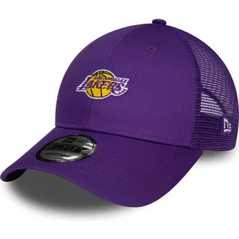 Boné curvo violeta ajustável 9FORTY Home Field da Los Angeles Lakers NBA da New Era