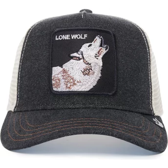 Boné trucker preto e branco lobo The Lone Wolf The Farm da Goorin Bros.