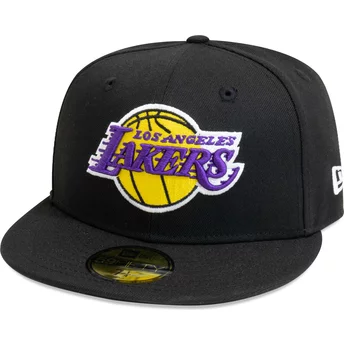 Boné plano preto justo 59FIFTY Essential da Los Angeles Lakers NBA da New Era