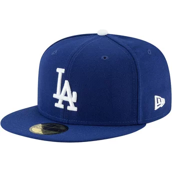 Boné plano azul justo 59FIFTY Authentic On Field Game da Los Angeles Dodgers MLB da New Era