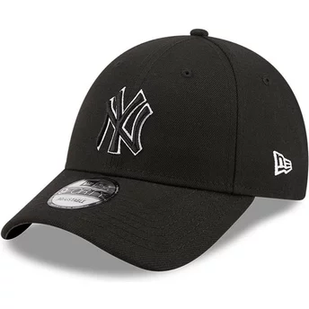 Boné curvo preto ajustável com logo preto 9FORTY Pop Outline da New York Yankees MLB da New Era