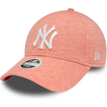Boné curvo rosa ajustável para mulheres 9FORTY Camisola da New York Yankees MLB da New Era