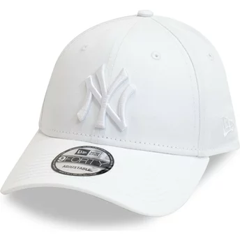 Boné curvo branco ajustável com logo branco 9FORTY League Essential da New York Yankees MLB da New Era