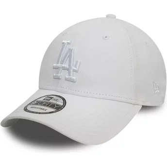 Boné curvo branco ajustável com logo branco 9FORTY League Essential da Los Angeles Dodgers MLB da New Era