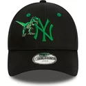 bone-curvo-preto-ajustavel-com-logo-verde-para-crianca-9forty-graphic-dinossauro-da-new-york-yankees-mlb-da-new-era