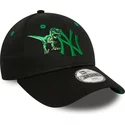 bone-curvo-preto-ajustavel-com-logo-verde-para-crianca-9forty-graphic-dinossauro-da-new-york-yankees-mlb-da-new-era