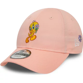 Boné curvo rosa ajustável para criança 9FORTY da Piu-Piu Looney Tunes da New Era