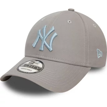 Boné curvo cinza ajustável com logo azul 9FORTY League Essential da New York Yankees MLB da New Era
