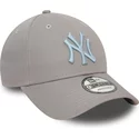 bone-curvo-cinza-ajustavel-com-logo-azul-9forty-league-essential-da-new-york-yankees-mlb-da-new-era
