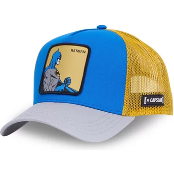 Boné trucker azul, amarelo e cinza Batman BTP DC Comics da Capslab