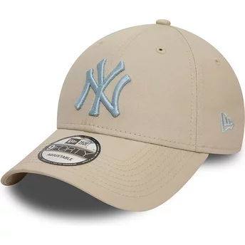 Boné curvo bege ajustável com logo azul claro 9FORTY League Essential da New York Yankees MLB da New Era