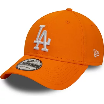 Boné curvo laranja ajustável 9FORTY League Essential da Los Angeles Dodgers MLB da New Era
