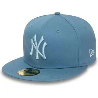 Boné plano azul justo com logo azul 59FIFTY League Essential da New York Yankees MLB da New Era