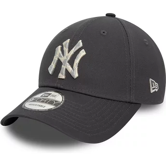 Boné curvo cinza ajustável 9FORTY Animal Infill da New York Yankees MLB da New Era