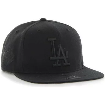 Boné plano preto snapback com logo preto dos Los Angeles Dodgers MLB Sure Shot da 47 Brand