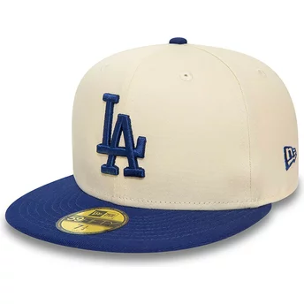 Boné plano bege e azul justo 59FIFTY Team Colour da Los Angeles Dodgers MLB da New Era