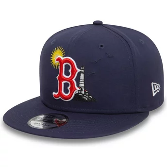 Boné plano azul marinho snapback 9FIFTY Summer Icon da Boston Red Sox MLB da New Era