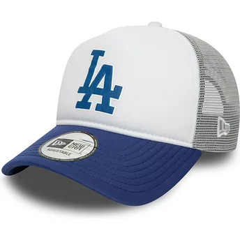Boné trucker cinza e azul A Frame Logo da Los Angeles Dodgers MLB da New Era