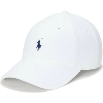 Boné curvo branco ajustável com logo azul Cotton Terry Classic Sport da Polo Ralph Lauren