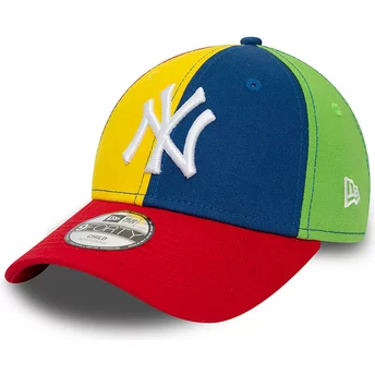 Boné curvo multicolor ajustável para criança 9FORTY Block da New York Yankees MLB da New Era
