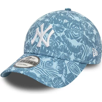 Boné curvo azul ajustável 9FORTY Summer All Over Print da New York Yankees MLB da New Era