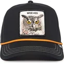 bone-curvo-preto-snapback-coruja-wise-owl-100-the-farm-all-over-canvas-da-goorin-bros