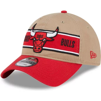 Boné curvo castanho e vermelho ajustável 9TWENTY Draft 2024 da Chicago Bulls NBA da New Era