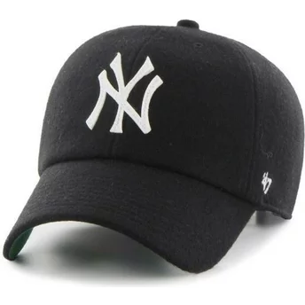 Boné curvo preto com fita de couro dos New York Yankees MLB Clean Up da 47 Brand