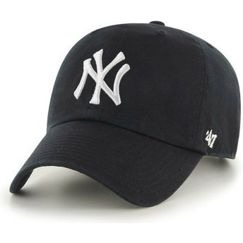 Boné curvo preto dos New York Yankees MLB Clean Up da 47 Brand
