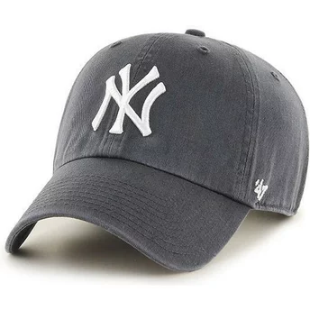 Boné curvo cinza escuro dos New York Yankees MLB Clean Up da 47 Brand