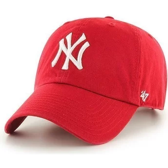 Boné curvo vermelho dos New York Yankees MLB Clean Up da 47 Brand