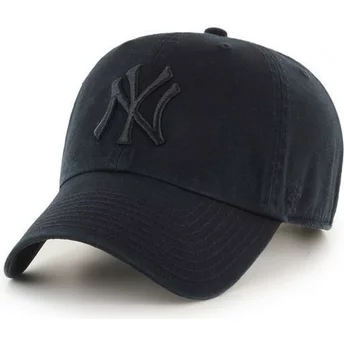 Boné curvo preto escuro com logo preto dos New York Yankees MLB Clean Up da 47 Brand