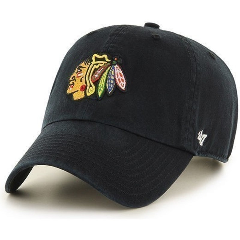bone-curvo-preto-dos-chicago-blackhawks-nhl-clean-up-da-47-brand