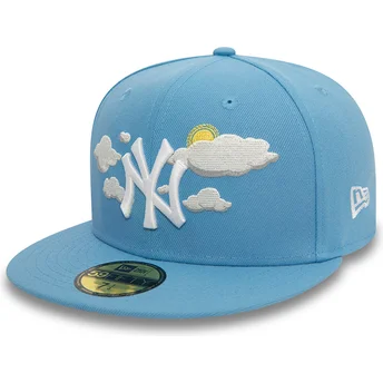 Boné plano azul justo 59FIFTY Cloud da New York Yankees MLB da New Era