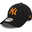 bone-curvo-preto-ajustavel-com-logo-laranja-9forty-league-essential-da-new-york-yankees-mlb-da-new-era