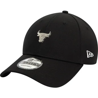 Boné curvo preto ajustável 9FORTY Metallic Pin da Chicago Bulls NBA da New Era