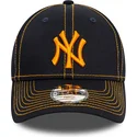 bone-curvo-azul-marinho-ajustavel-com-logo-laranja-para-crianca-9forty-stitch-da-new-york-yankees-mlb-da-new-era