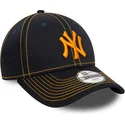 bone-curvo-azul-marinho-ajustavel-com-logo-laranja-para-crianca-9forty-stitch-da-new-york-yankees-mlb-da-new-era