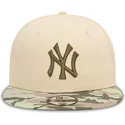 bone-plano-bege-snapback-com-logo-verde-para-crianca-9fifty-contrast-da-new-york-yankees-mlb-da-new-era