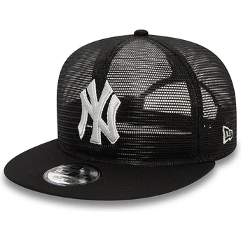 Boné trucker plano preto 9FIFTY Embroidered Mesh da New York Yankees MLB da New Era