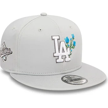 Boné plano cinza snapback 9FIFTY Seasonal Flower da Los Angeles Dodgers MLB da New Era