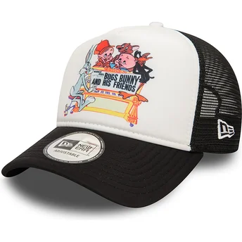 Boné trucker branco e preto Bugs Bunny And His Friends A Frame da Looney Tunes da New Era