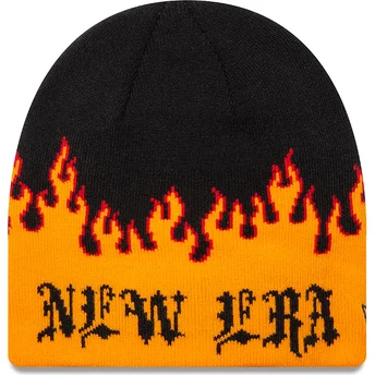 Gorro preto e laranja Skull Knit Flame da New Era