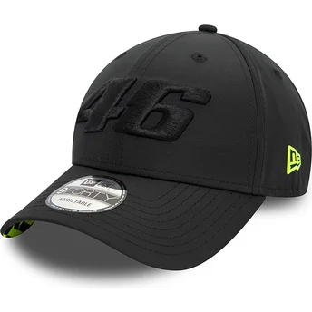 Boné curvo preto ajustável com logo preto 9FORTY Geo Undervisor Print da Valentino Rossi VR46 MotoGP da New Era