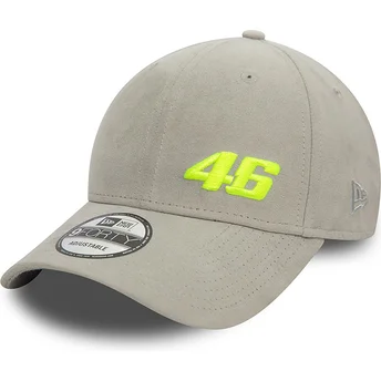 Boné curvo cinza ajustável 9FORTY Suede da Valentino Rossi VR46 MotoGP da New Era