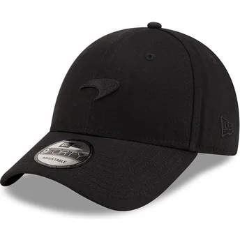 Boné curvo preto ajustável com logo preto 9FORTY Seasonal da McLaren Racing Formula 1 da New Era