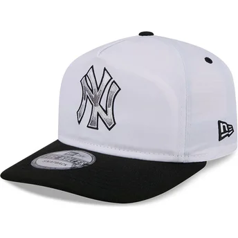 Boné curvo branco e preto snapback GOLFER Chrome Logo da New York Yankees MLB da New Era